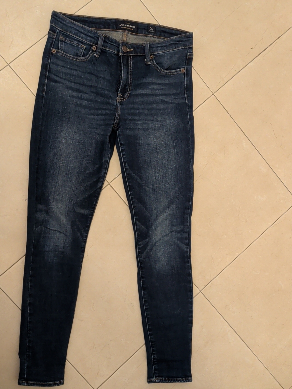Lucky Brand Women's Dark Blue Mid-Rise Ava Skinny Jeans
